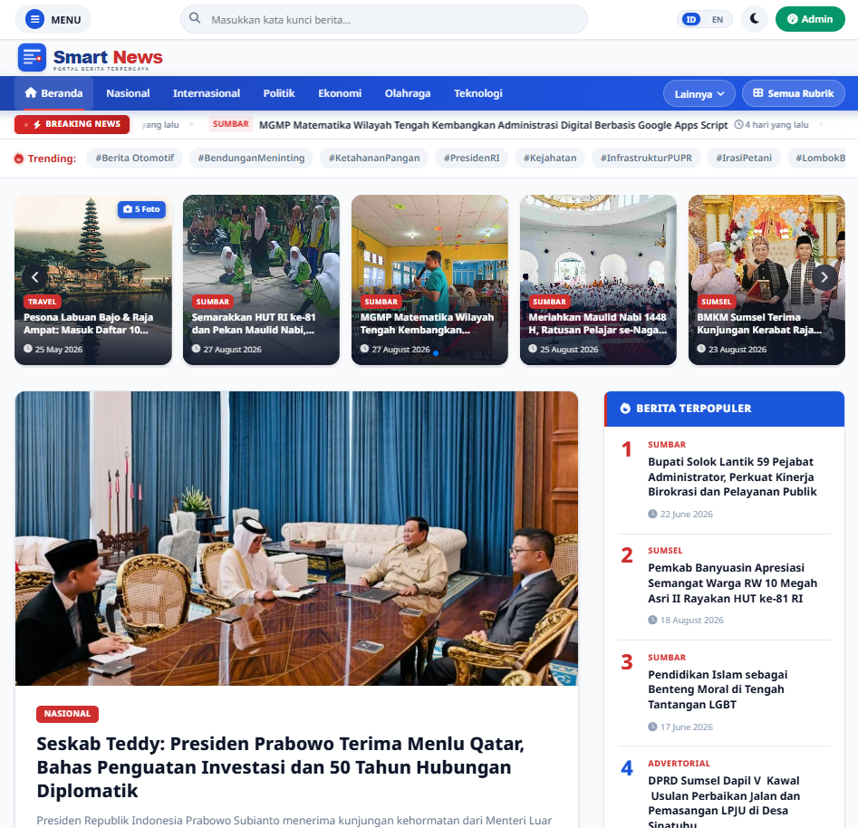Tampilan Laptop Portal SmartNews